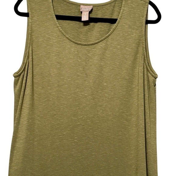 Chicos Olive Green Sleeveless Asymmetrical Hem Midi Length Minimalist Dress - Picture 2 of 9